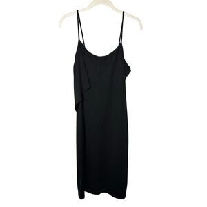 Susana Monaco Black Wrap Around Ruffle Sleeveless Mini Dress Women's Large